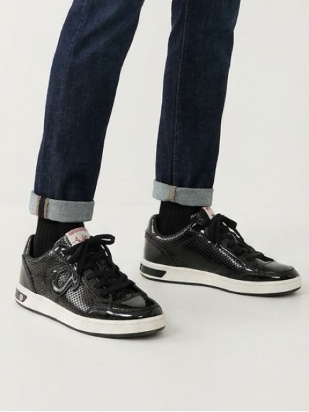 True Religion Black Patent Leather Sneakers